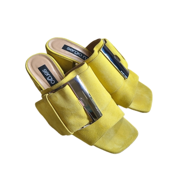 Sergio Rossi Shoes - Sergio Rossi 2021 Yellow Suede Sandals Mules size 7.5 US/ 38EUR